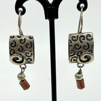 SILPADA Sterling Silver Etched Swirl Sandstone Dangle Earrings W0895