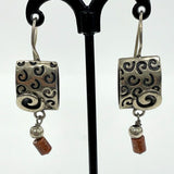 SILPADA Sterling Silver Etched Swirl Sandstone Dangle Earrings W0895