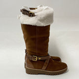 Michael Kors Fawn Tall Shearling Brown Boots w Buckle Accents sz 6M