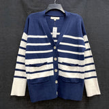 NWT Wmns LOFT Blue & White Stripe Button Up Cardigan Sweater Sz S MSRP$79.95