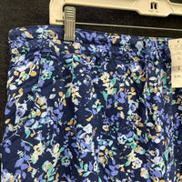 Wmns EDDIE BAUER 100% Rayon Blue Floral Drawstring Casual Knee Length Skirt Sz L