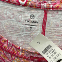 NWT Wmns T by TALBOTS Pink & Orange Paisley Short Sleeve Shirt Sz S