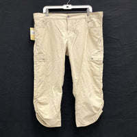 NWT Wmns WOOLRICH Khaki Tan Lightweight Capri Cargo Hiking Pants Sz 12