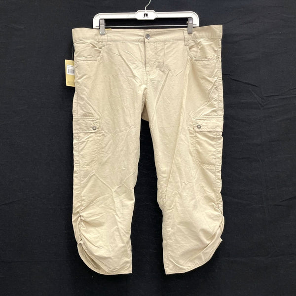 NWT Wmns WOOLRICH Khaki Tan Lightweight Capri Cargo Hiking Pants Sz 12