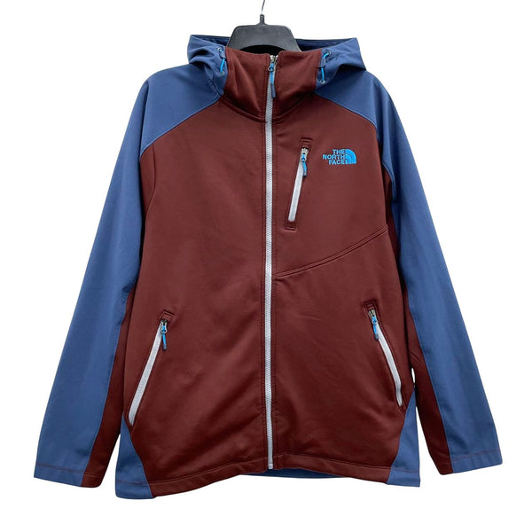 Mens THE NORTH FACE Dark Red & Blue Zip Up Hoodie Sweater Sz L