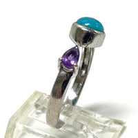 925 Sterling Silver Open Amethyst, Turquoise Ring 2.26 Grams SZ - 7 3/4