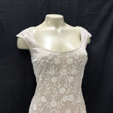 Wmns BHLDN Mesh Overlay Beaded Embroidered Cap Sleeve Long Formal Dress Sz 4