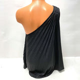 NWT Banana Republic Women's Sz M Black One-Shoulder Pleated Top