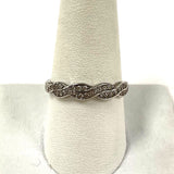 Sterling Silver Twist Design Band Ring w/ Cubic Zirconia Accents Size 9.5, 1.93g