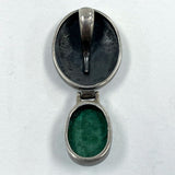 925 Sterling Silver Hammer Accent Two Part Malachite Pendant 10.88 Grams