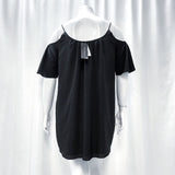 NWT Wmns French Connection Black Cold Shoulder Loose Fit Dress Sz M MSRP$98