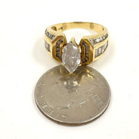 14K Yellow Gold Marquis Cut CZ Ring Size 8 - 6.78g