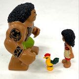 Moana, Maui, And Hei Hei LEGO Minifigures From 41150 Moana's Ocean Voyage