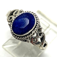 Sterling Silver Crystalline Blue Stone Ring Size 6 w/ Open Work Detailing 2.71g