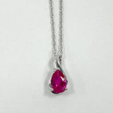 17.5" Sterling Silver Lab Pink Sapphire Pendant Necklace w/ CZ Accent, 1.93g