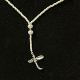 925 Sterling Silver Dragon Fly Necklace/Wrap Pearl & Glass Bracelet 14.08 Grams