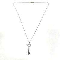 18" Sterling Silver Key Pendant Necklace with Diamond Accents, 2.06g