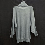 Wmns 80s Vintage Funky Gray Beaded Dolman Sleeve Turtleneck Sweater Sz M