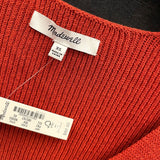 NWT Wmns MADEWELL Blood Orange Bell Sleeve V-Neck Knit Sweater Sz XS MSRP$92