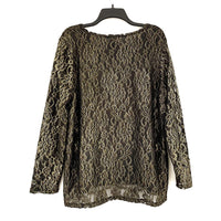 NWT Wmns CHICO'S Black & Gold Lace Long Sleeve Top Sz XL MSRP$69