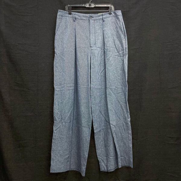 NWT Wmns RYEGRASS Linen Cotton Blend Blue High Rise Wide Leg Pants Sz 16 MSRP$89