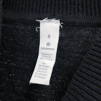 Wmns LULULEMON Cashmere Blend Black Heather Shimmer Knit Pullover Sweater Sz 8