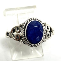 Sterling Silver Crystalline Blue Stone Ring Size 6 w/ Open Work Detailing 2.71g