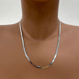 925 Sterling Silver 18 Inch Herring Bone Necklace