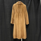 Wmns 60s Vintage Tan Brown Genuine Mink Fur Button Up Long Coat w/ Hat 38" Bust