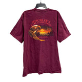 Mens Y2k HARLEY DAVIDSON Maroon Red Double Sided Biker Graphic Tee T-Shirt Sz L