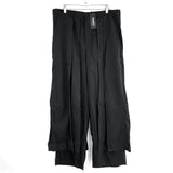 NWT Mens INCERUN Black Layered & Pleated Streetwear Loose Fit Dress Pants Sz XL