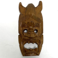 Hand Carved Wooden Snarling Face MMI Import Branded Mask Wall Hanging