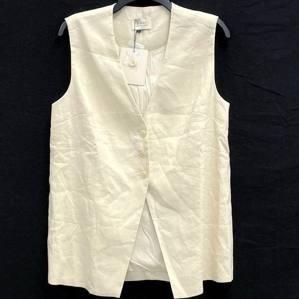 NWT Dissh Cream Longline Linen Blend Vest Women’s Sz 6