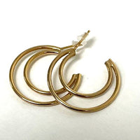 14K Yellow Gold Double C Hoop Earrings, 2.78g