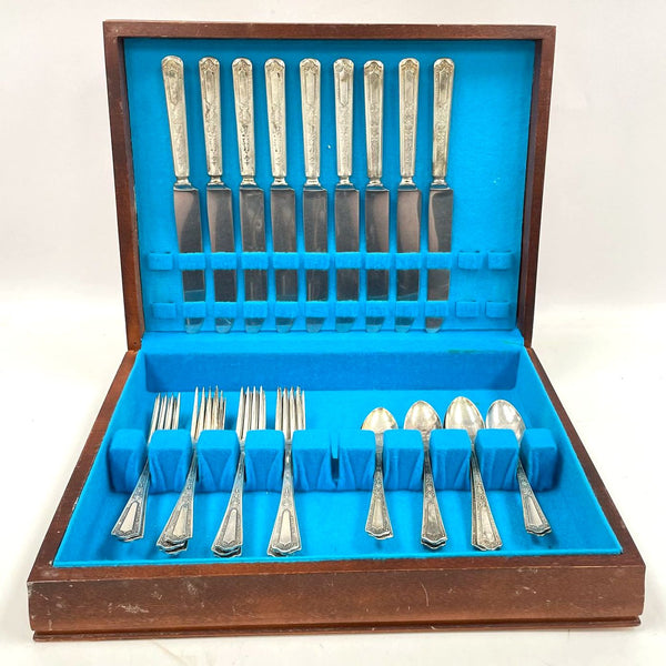 30pc American Silver Co/International Dorset Silverplated Flatware Set w/Case