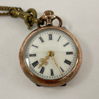 Antique Cylindre 10 Rubis Silver Case Pocket Watch W/ Fob Chain and Original Box