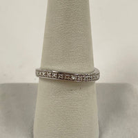 Sterling Silver Wave Band Ring w/ Single Diamond Accent Size 8.25, 2.66g