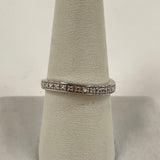 Sterling Silver Wave Band Ring w/ Single Diamond Accent Size 8.25, 2.66g