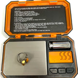 Sterling Silver Sz. 6 Abstract-Style 3-Stone Amber Ring, 5.55g