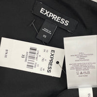 NWT Express Black Satin Waist Tie Long Sleeve Faux Wrap Dress Women’s Sz XS