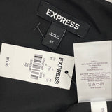 NWT Express Black Satin Waist Tie Long Sleeve Faux Wrap Dress Women’s Sz XS