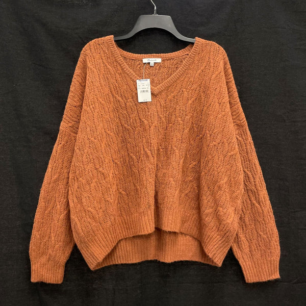 NWT Wmns MADEWELL Alpaca Blend Burnt Orange Cable Knit Sweater Sz 2X MSRP$89.5