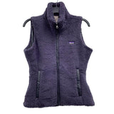 Wmns PATAGONIA Dark Purple Sherpa Plush Fleece Los Gatos Zip Up Vest Sz S