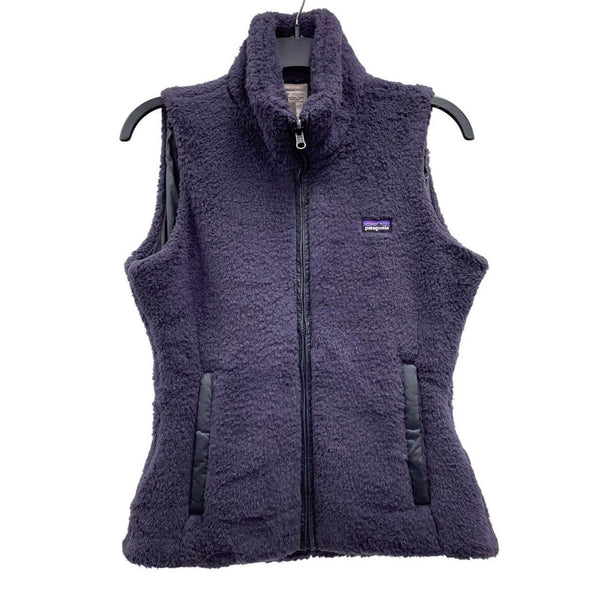 Wmns PATAGONIA Dark Purple Sherpa Plush Fleece Los Gatos Zip Up Vest Sz S