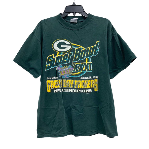 90s Vintage TULTEX Green Bay Packers Super Bowl XXXI Singlestitch T-Shirt Sz L