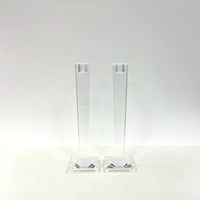 Oleg Cassini 10" Alanna Crystal Candlesticks Engraved with Signature Set of 2