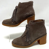 UGG Brown Suede Chunky Heeled Ankle Boot w Fringe Women’s Sz 6