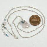 Sterling Silver 18” Wire-Wrapped Faceted Rose Quartz & Blue Apatite Beads, 3.68g