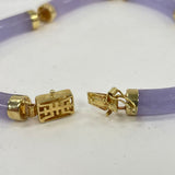 7" Purple Jade Round Panel Bracelet w/ 14K Yellow Gold Accents, 11.55g
