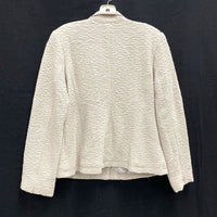 Wmns EILEEN FISHER Cream Beige Textured Button Up Lapel Blazer Jacket Sz S